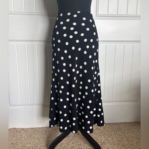 Rachel Zoe Black Maxi Skirt with White Polka Dots